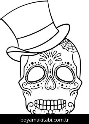 Şeker Kafatası boyama sayfası – boyama etkinliği, çocuk aktivitesi