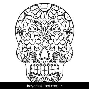 Şeker Kafatası boyama sayfası – eğlenceli etkinlik, el becerilerini geliştirir