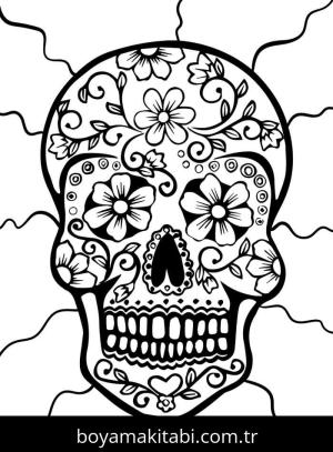 Şeker Kafatası boyama sayfası – sevimli karakter, sanatsal çalışma