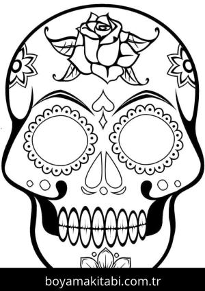 Şeker Kafatası boyama sayfası – çizgi film temalı, basit çizim