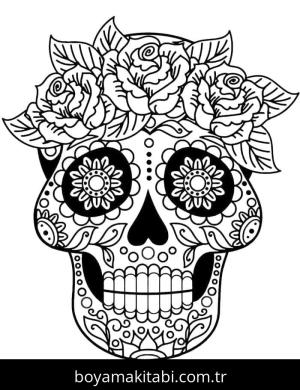 Şeker Kafatası boyama sayfası – basit çizim, kolay boyama