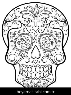 Şeker Kafatası boyama sayfası – yaratıcılığı geliştirir, keyifli zaman