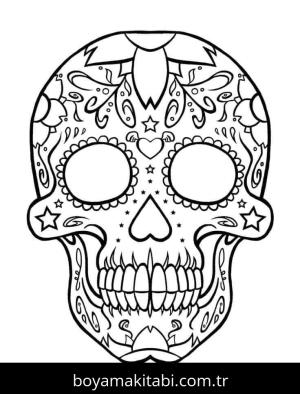 Şeker Kafatası boyama sayfası – basit çizim, kolay boyama