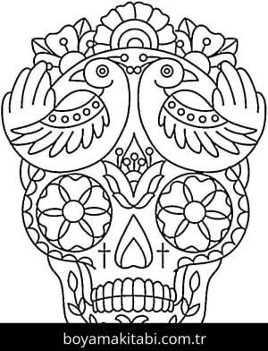 Şeker Kafatası boyama sayfası – kolay boyama, eğitici aktivite