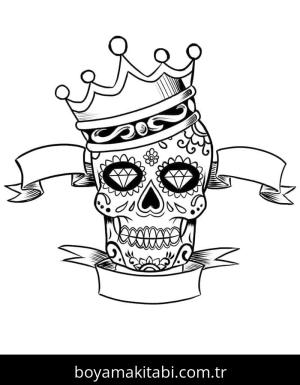 Şeker Kafatası boyama sayfası – çocuklar için, çizgi film temalı