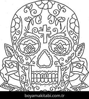 Şeker Kafatası boyama sayfası – sanatsal çalışma, çocuklar için