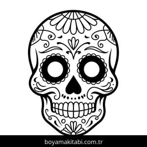 Şeker Kafatası boyama sayfası – eğlenceli etkinlik, el becerilerini geliştirir