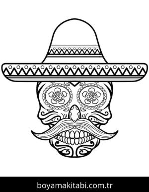 Şeker Kafatası boyama sayfası – el becerilerini geliştirir, boyama çalışması