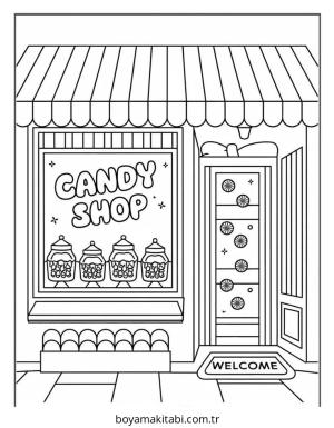 Şeker boyama sayfası – sevimli karakter, sanatsal çalışma