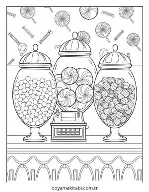 Şeker boyama sayfası – çocuk aktivitesi, PDF indir