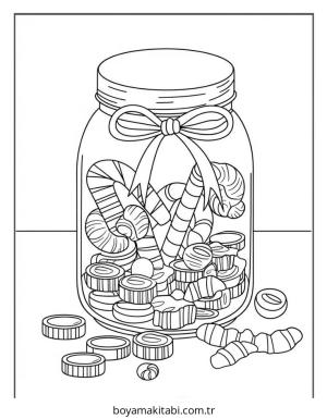 Şeker boyama sayfası – basit çizim, kolay boyama
