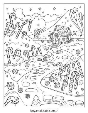 Şeker boyama sayfası – çocuklar için, çizgi film temalı