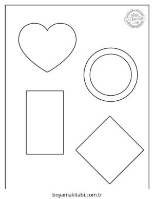 Şekil boyama sayfası – renkli çizimler, okul öncesi