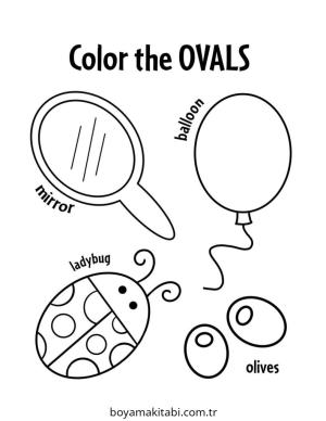 Şekil boyama sayfası – renkli çizimler, okul öncesi