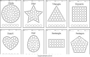 Şekiller boyama sayfası – okul öncesi, evde etkinlik