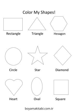 Şekiller boyama sayfası – basit çizim, kolay boyama