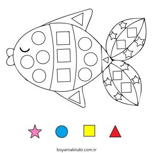 Şekiller boyama sayfası – boyama çalışması, yaratıcılığı geliştirir