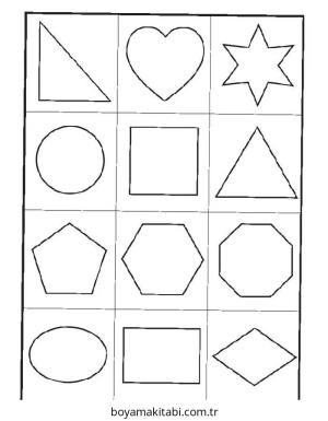 Şekiller boyama sayfası – kolay boyama, eğitici aktivite