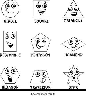 Şekiller boyama sayfası – el becerilerini geliştirir, boyama çalışması