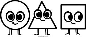 Şekiller boyama sayfası – sevimli karakter, sanatsal çalışma