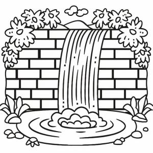 Şelale boyama sayfası,  coloring page, Güzel Şelale Ücretsiz, 