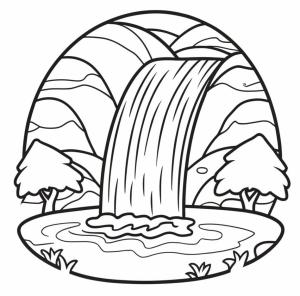 Şelale boyama sayfası,  coloring page, Şelale Resmi Ücretsiz, 