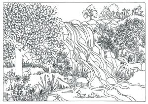 Şelale boyama sayfası,  coloring page, Harika Şelale, 