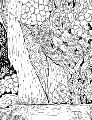 Şelale boyama sayfası,  coloring page, Yetişkinler için Şelale, 