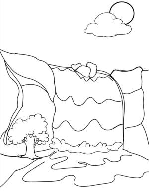 Şelale boyama sayfası,  coloring page, Şelale Sahnesi, 