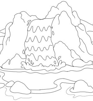 Şelale boyama sayfası,  coloring page, Şelale Resmi, 