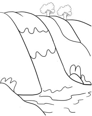 Şelale boyama sayfası,  coloring page, Kolay Şelale, 