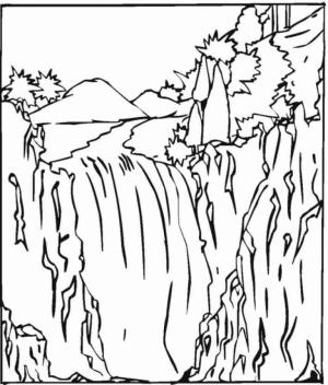 Şelale boyama sayfası,  coloring page, Şelale Manzarası, 