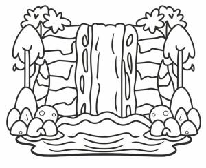 Şelale boyama sayfası,  coloring page, Çocuklar İçin Ücretsiz Şelale, 