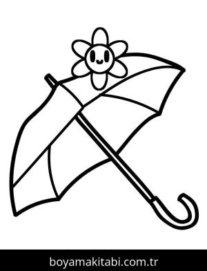 Şemsiye boyama sayfası – eğlenceli etkinlik, el becerilerini geliştirir