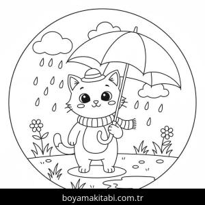 Şemsiye boyama sayfası – çocuklar için, çizgi film temalı