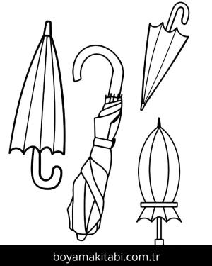 Şemsiye boyama sayfası – PDF indir, sevimli karakter