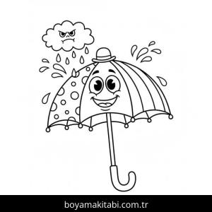 Şemsiye boyama sayfası – basit çizim, kolay boyama