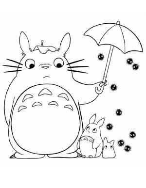 Şemsiye boyama sayfası,  coloring page, Totoro şemsiye Tutan, 