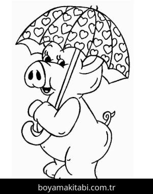 Şemsiye boyama sayfası – PDF indir, sevimli karakter