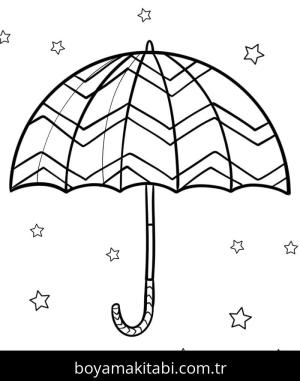 Şemsiye boyama sayfası – çizgi film temalı, basit çizim