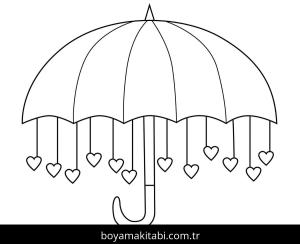 Şemsiye boyama sayfası – okul öncesi, evde etkinlik