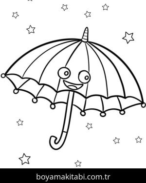 Şemsiye boyama sayfası – eğlenceli etkinlik, el becerilerini geliştirir