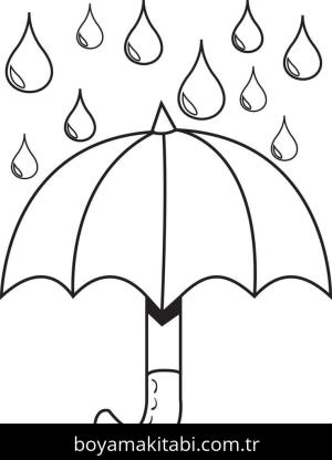 Şemsiye boyama sayfası – el becerilerini geliştirir, boyama çalışması