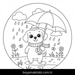 Şemsiye boyama sayfası – sanatsal çalışma, çocuklar için