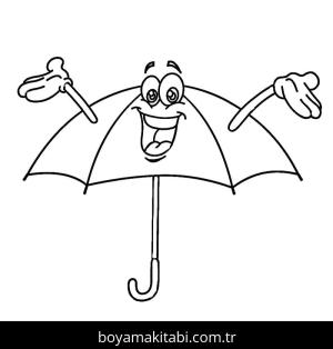 Şemsiye boyama sayfası – sevimli karakter, sanatsal çalışma