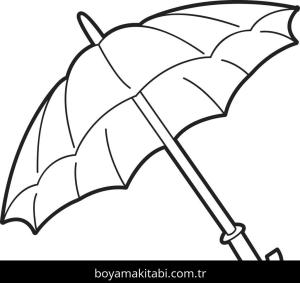 Şemsiye boyama sayfası – keyifli zaman, renkli çizimler