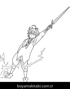 Seven Deadly Sins boyama sayfası – çizgi film temalı, basit çizim