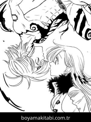 Seven Deadly Sins boyama sayfası – çizgi film temalı, basit çizim