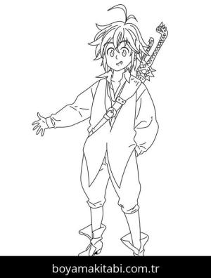 Seven Deadly Sins boyama sayfası – sevimli karakter, sanatsal çalışma