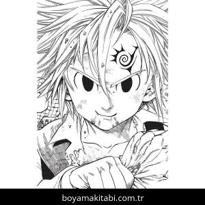 Seven Deadly Sins boyama sayfası – sevimli karakter, sanatsal çalışma